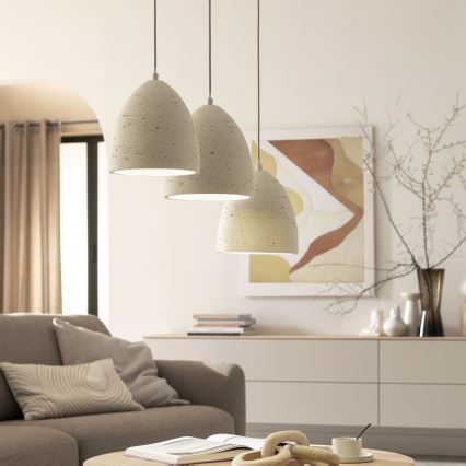 Schöner Wohnen 12541-42 - Pakabinamas šviestuvas TRAVENTA su laidu 3xE27/40W/230V, betoninis