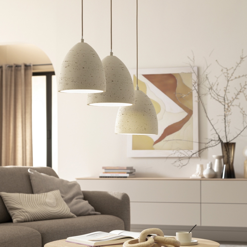 Schöner Wohnen 12541-42 - Pakabinamas šviestuvas TRAVENTA su laidu 3xE27/40W/230V, betoninis