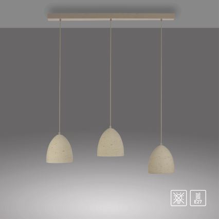 Schöner Wohnen 12541-42 - Pakabinamas šviestuvas TRAVENTA su laidu 3xE27/40W/230V, betoninis