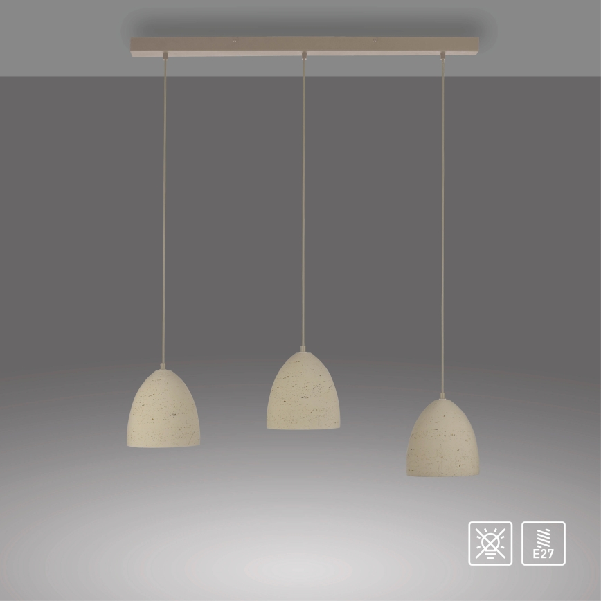 Schöner Wohnen 12541-42 - Pakabinamas šviestuvas TRAVENTA su laidu 3xE27/40W/230V, betoninis