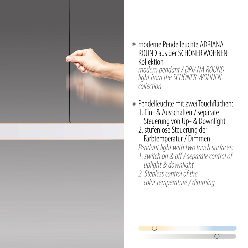Schöner Wohnen 12577-16 - LED dimeriuojamas pakabinamas šviestuvas ant laido ADRIANA ROUND 2xLED/24W/230V 2700/3000/3500/4000/5000K 160 cm balta