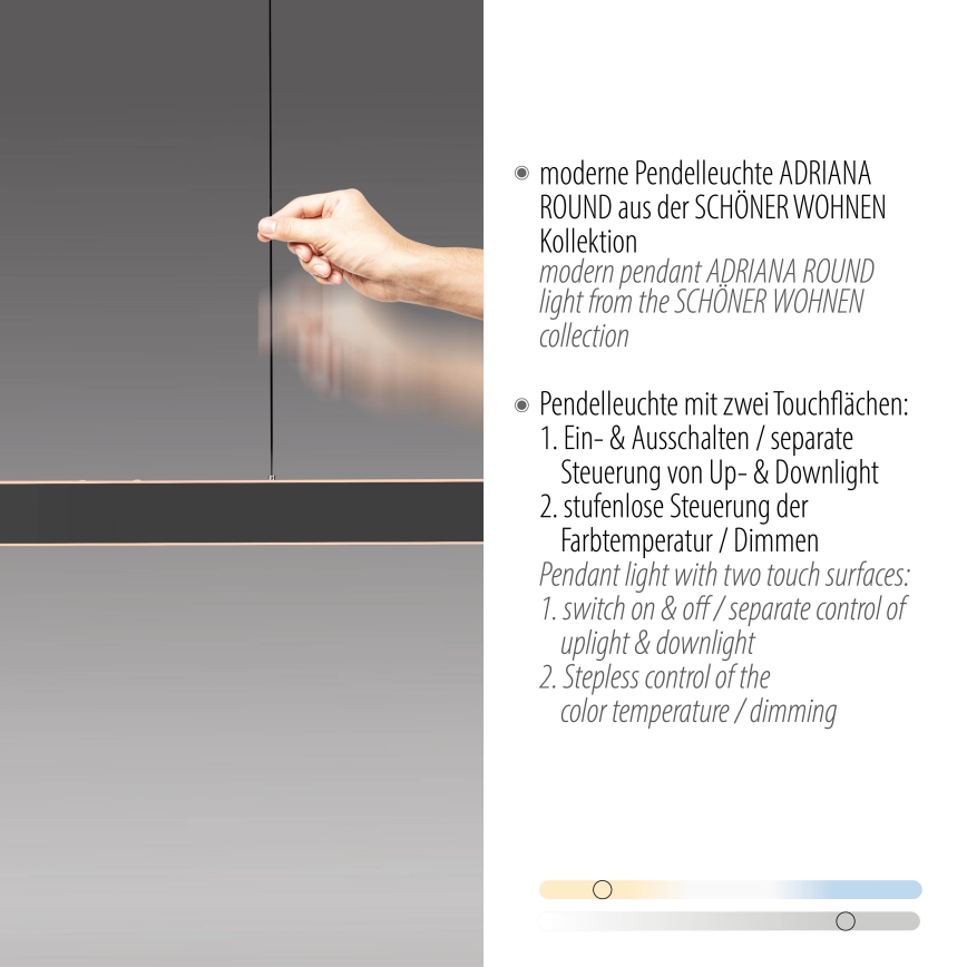 Schöner Wohnen 12577-18 - LED dimeriuojamas pakabinamas šviestuvas ADRIANA ROUND ant laido 2xLED/24W/230V 2700/3000/3500/4000/5000K juodas