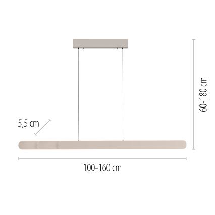 Schöner Wohnen 12577-39 - Dimeriuojamas LED pakabinamas šviestuvas ant laido ADRIANA ROUND 2xLED/24W/230V 2700/3000/3500/4000/5000K 160 cm pilka