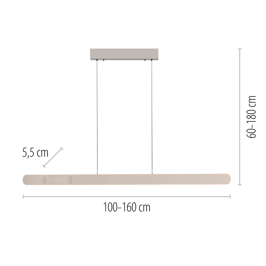 Schöner Wohnen 12577-39 - Dimeriuojamas LED pakabinamas šviestuvas ant laido ADRIANA ROUND 2xLED/24W/230V 2700/3000/3500/4000/5000K 160 cm pilka