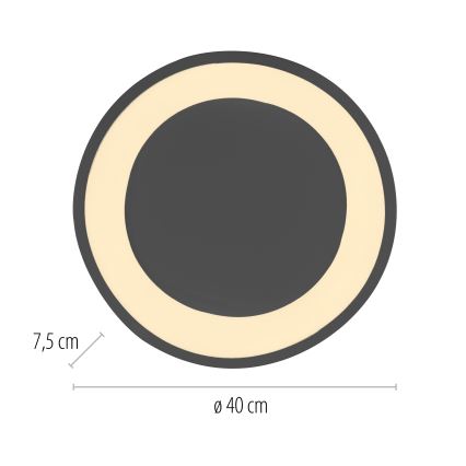 Schöner Wohnen 14233-18 - dimeriuojamas LED lubinis šviestuvas MONTA LED/21W/230V, Ø 40 cm, juodas