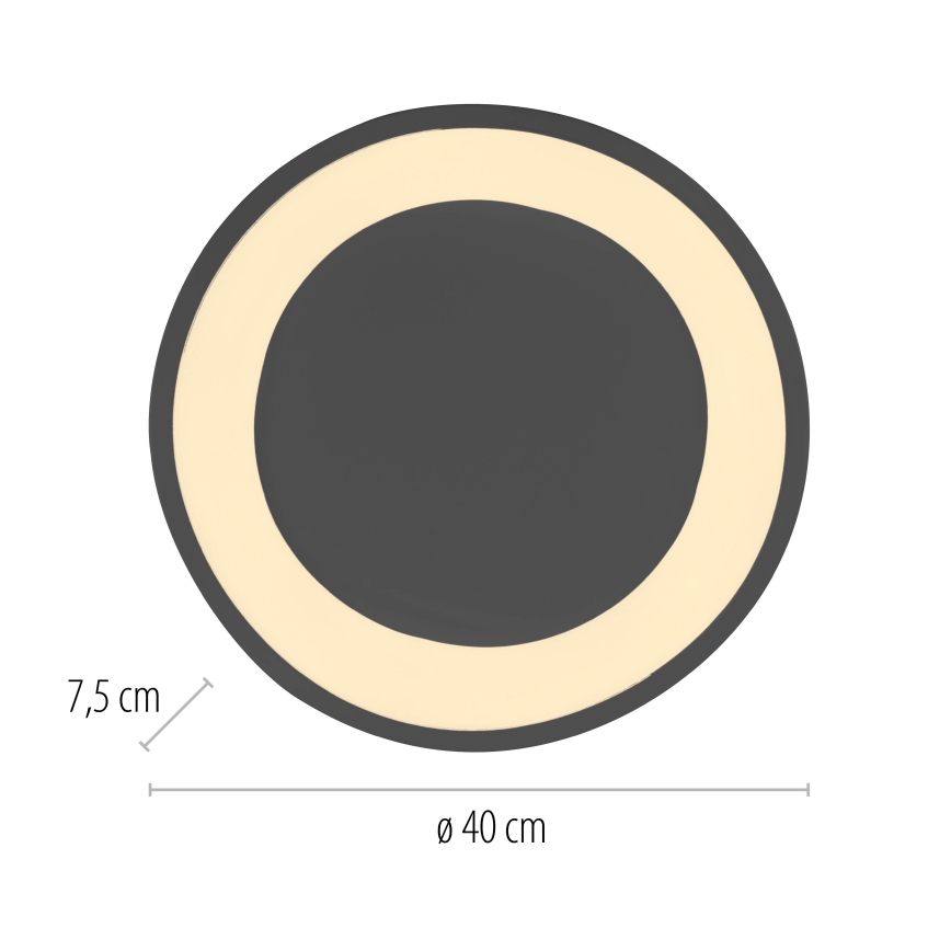 Schöner Wohnen 14233-18 - dimeriuojamas LED lubinis šviestuvas MONTA LED/21W/230V, Ø 40 cm, juodas