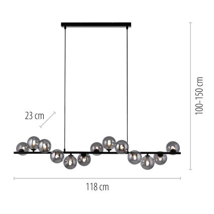 Schöner Wohnen 14504-18 - LED pakabinamas šviestuvas ant laido DUBAI 13xG9/3W/230V 118 m juoda/dūminė