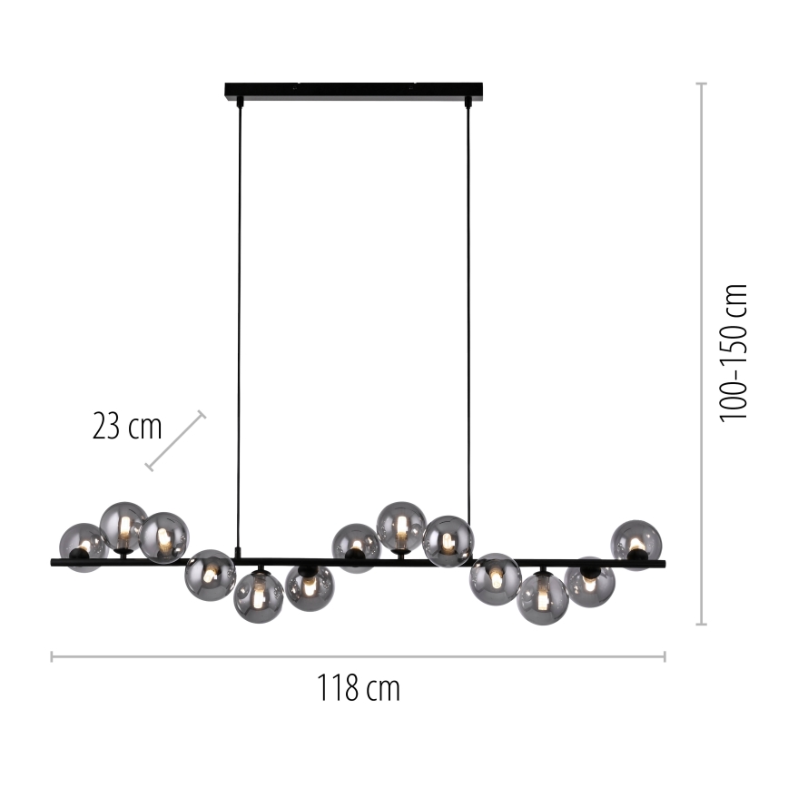 Schöner Wohnen 14504-18 - LED pakabinamas šviestuvas ant laido DUBAI 13xG9/3W/230V 118 m juoda/dūminė