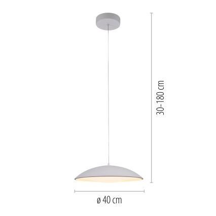 Schöner Wohnen 14606-16 - Dimeriuojamas LED pakabinamas šviestuvas su kabeliu LENTE LED/17W/230V skersmuo 40 cm balta