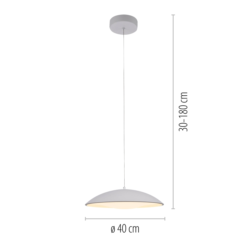 Schöner Wohnen 14606-16 - Dimeriuojamas LED pakabinamas šviestuvas su kabeliu LENTE LED/17W/230V skersmuo 40 cm balta