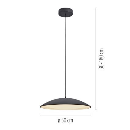 Schöner Wohnen 14607-18 - dimeriuojamas pakabinamas šviestuvas ant laido LENTE LED/23W/230V skersm. 50 cm juodas