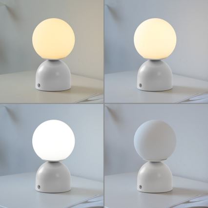 Schöner Wohnen 19218-16 - LED reguliuojama jutiklinė įkraunama stalinė lempa RUDI LED/1,2W/5V 3000-6000K 1200 mAh balta