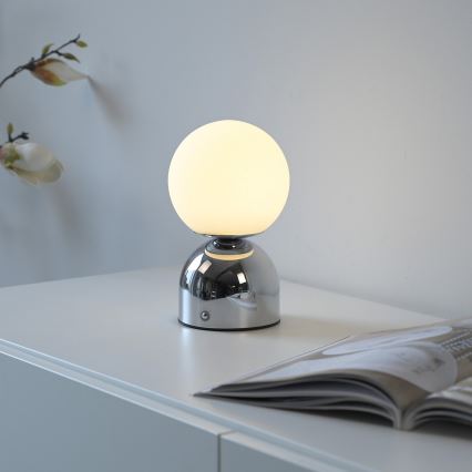 Schöner Wohnen 19218-17 - LED reguliuojama jutiklinė įkraunama stalo lempa RUDI LED/1,2W/5V 3000-6000K 1200 mAh blizgus chromas