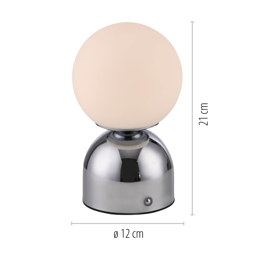 Schöner Wohnen 19218-17 - LED reguliuojama jutiklinė įkraunama stalo lempa RUDI LED/1,2W/5V 3000-6000K 1200 mAh blizgus chromas