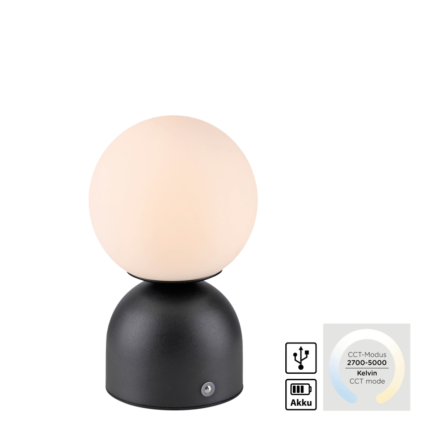 Schöner Wohnen 19218-18 - LED reguliuojama jutiklinė įkraunama stalinė lempa RUDI LED/1,2W/5V 3000-6000K 1200 mAh juoda