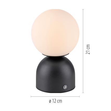 Schöner Wohnen 19218-18 - LED reguliuojama jutiklinė įkraunama stalinė lempa RUDI LED/1,2W/5V 3000-6000K 1200 mAh juoda