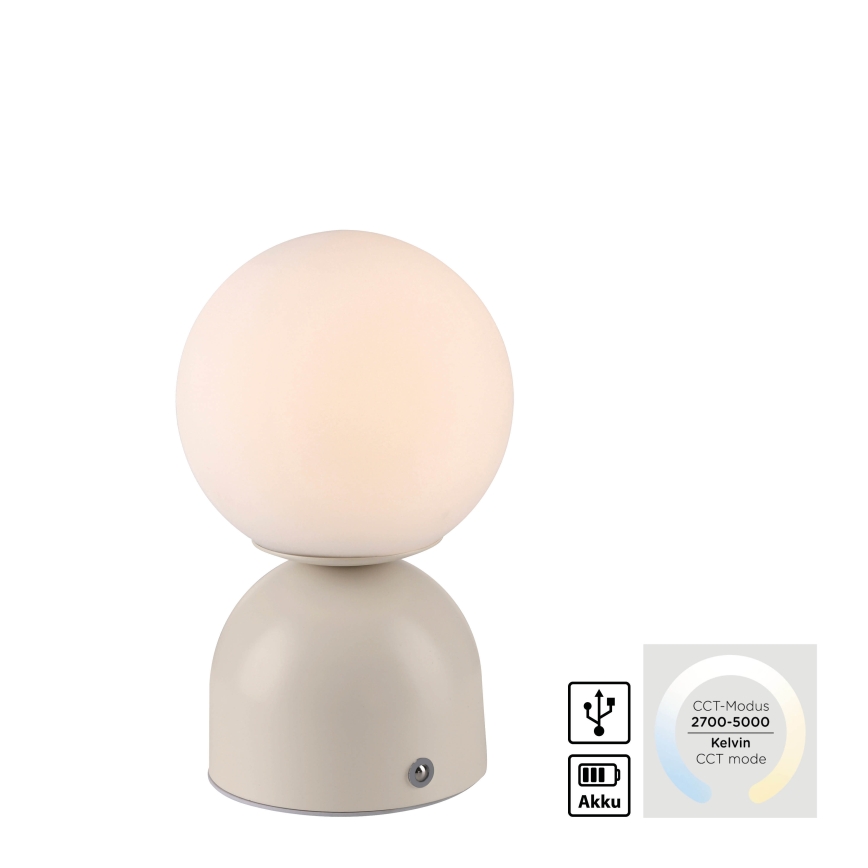 Schöner Wohnen 19218-39 - Dimeriuojamas jutiklinis įkraunamas LED stalinis šviestuvas RUDI LED/1,2W/5V 3000-6000K 1200 mAh pilka