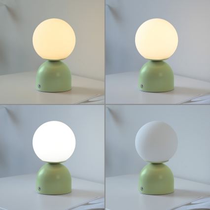 Schöner Wohnen 19218-43 - dimeriuojama jutiklinė įkraunama stalinė lempa RUDI LED/1,2W/5V 3000-6000K 1200 mAh žalia