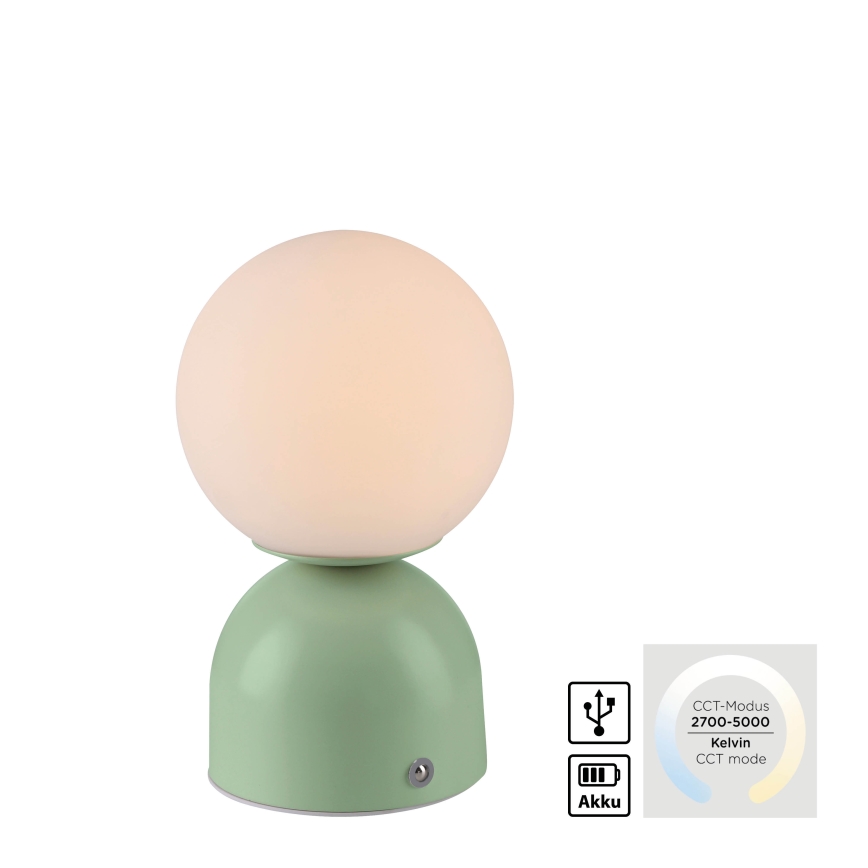 Schöner Wohnen 19218-43 - dimeriuojama jutiklinė įkraunama stalinė lempa RUDI LED/1,2W/5V 3000-6000K 1200 mAh žalia