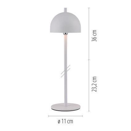 Schöner Wohnen 19244-16 - LED reguliuojamo ryškumo lietimu valdomas įkraunamas lauko stalinis šviestuvas BELLIS LED/2,5W/5V 2600 mAh IP54 balta