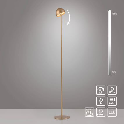 Schöner Wohnen 19245-12 - LED jutiklinė, reguliuojama įkraunama lauko pastatoma lempa BELLIS LED/2,5W/5V 2600 mAh IP54 auksinė
