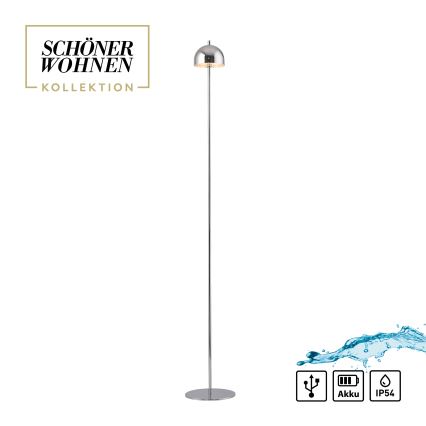 Schöner Wohnen 19245-17 - Jutiklinė, šviesumą reguliuojanti įkraunama lauko pastatoma lempa BELLIS LED/2,5W/5V 2600 mAh IP54 blizgus chromas