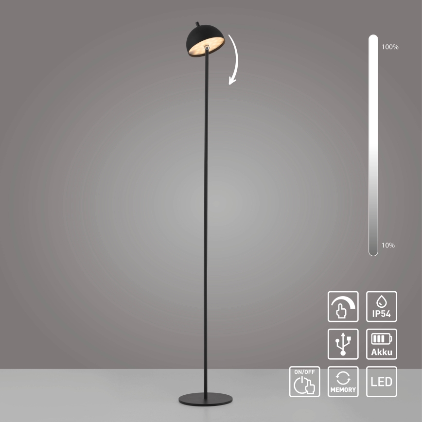 Schöner Wohnen 19245-18 - LED jutiklinis, reguliuojamo ryškumo, įkraunamas lauko toršeras BELLIS LED/2,5W/5V 2600 mAh IP54 juoda
