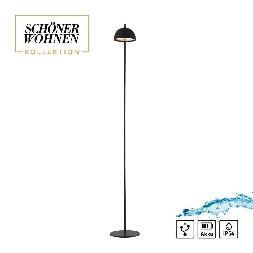 Schöner Wohnen 19245-18 - LED jutiklinis, reguliuojamo ryškumo, įkraunamas lauko toršeras BELLIS LED/2,5W/5V 2600 mAh IP54 juoda
