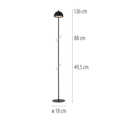 Schöner Wohnen 19245-18 - LED jutiklinis, reguliuojamo ryškumo, įkraunamas lauko toršeras BELLIS LED/2,5W/5V 2600 mAh IP54 juoda