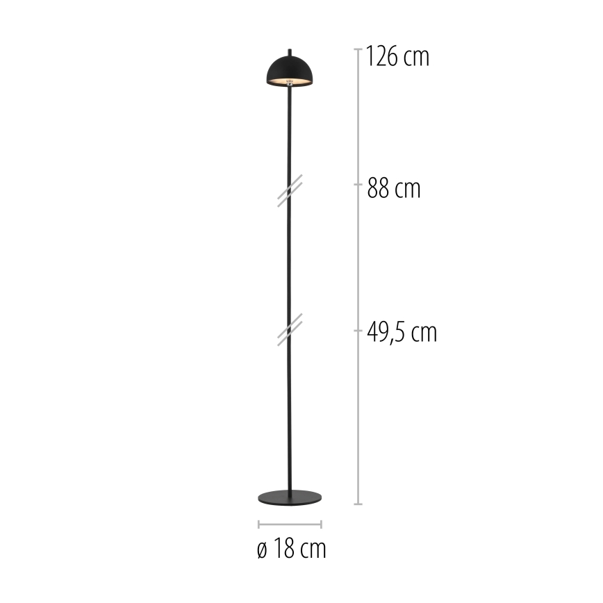 Schöner Wohnen 19245-18 - LED jutiklinis, reguliuojamo ryškumo, įkraunamas lauko toršeras BELLIS LED/2,5W/5V 2600 mAh IP54 juoda
