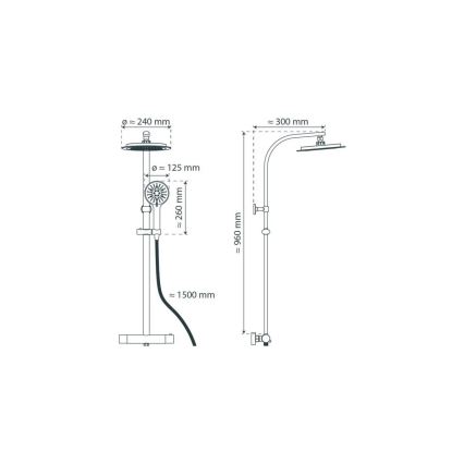 Schütte 60076 - MADURA FRESH juodas dušo komplektas su termostatiniu maišytuvu