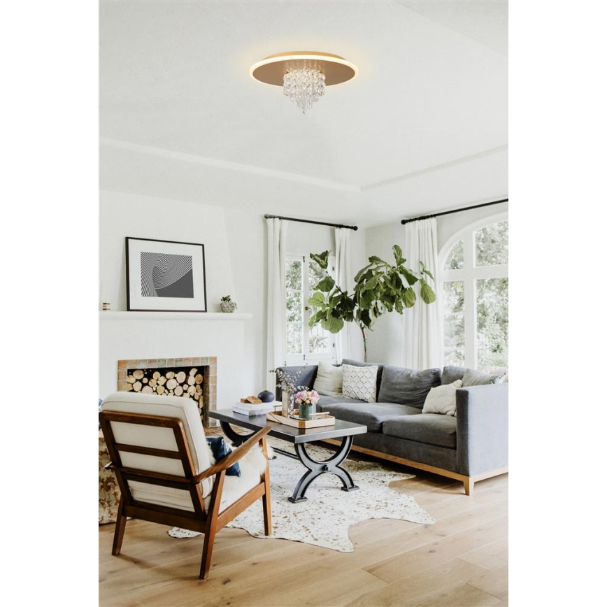 Searchlight - reguliuojamas LED lubinis šviestuvas DELUGE LED/20W/230V, skersmuo 31,5 cm, aukso spalvos