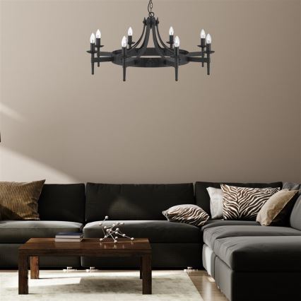 Searchlight - Liustra ant grandinės CARTWHEEL 8xE14/60W/230V juoda