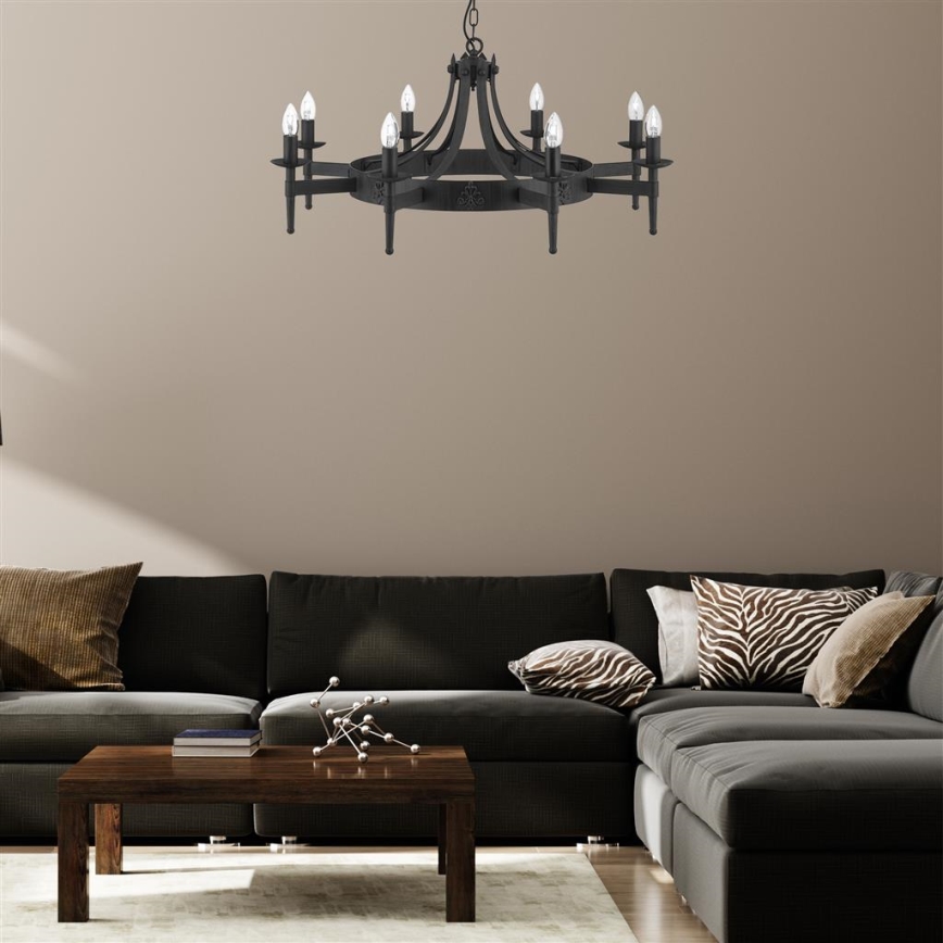 Searchlight - Liustra ant grandinės CARTWHEEL 8xE14/60W/230V juoda