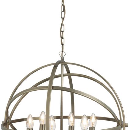 Searchlight - Pakabinama liustra ant grandinės ORBIT 6xE14/60W/230V, žalvarinė