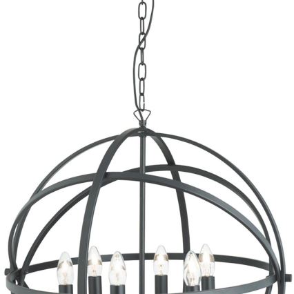Searchlight - Pakabinamas šviestuvas ant grandinės ORBIT 6xE14/60W/230V juodas