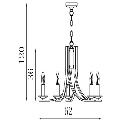 Searchlight - Liustra ant grandinės ASCONA 5xE14/60W/230V