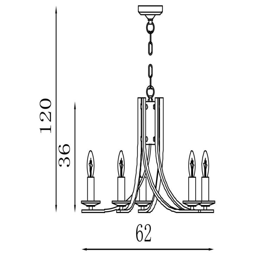 Searchlight - Liustra ant grandinės ASCONA 5xE14/60W/230V