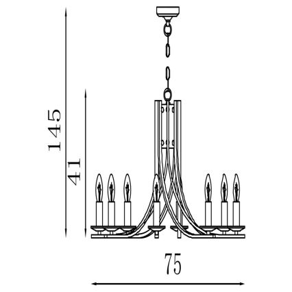 Searchlight - Liustra ant grandinės ASCONA 8xE14/60W/230V