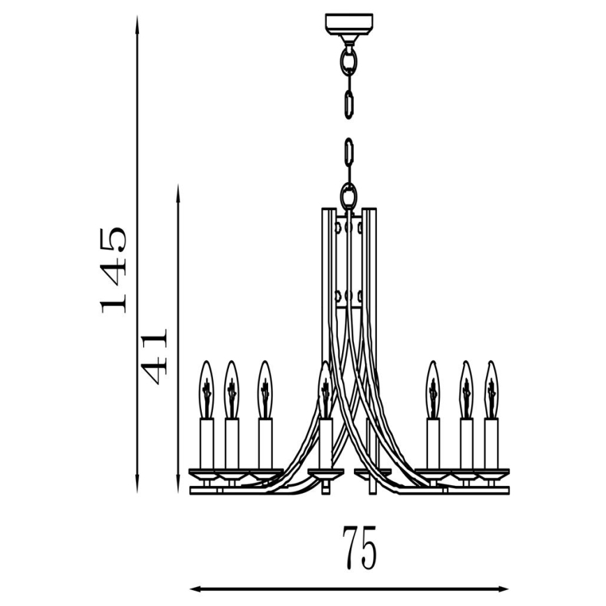 Searchlight - Liustra ant grandinės ASCONA 8xE14/60W/230V