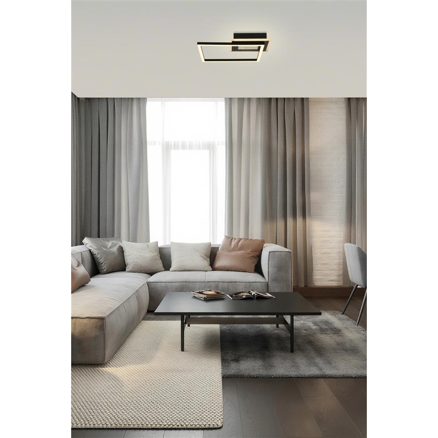 Searchlight - Reguliuojamo ryškumo LED lubinis šviestuvas QUADRATE LED/24W/230V 36x36 cm juodas