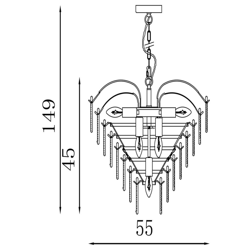 Searchlight - Pakabinama liustra su grandine FEATHER 6xE14/60W/230V