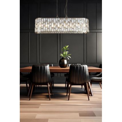 Searchlight - Pakabinama liustra BIJOU su grandine 8xE14/40W/230V