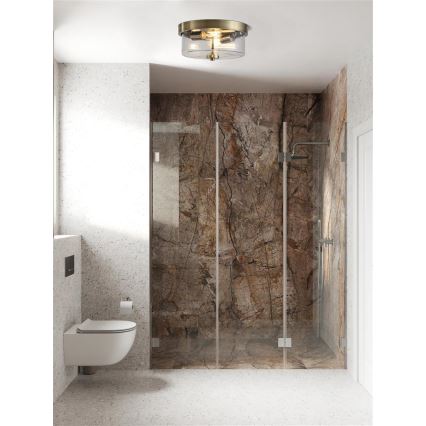 Vonios kambario lubinis šviestuvas PRESTON 2xE27/60W/230V IP44 Ø 33 cm žalvarinis