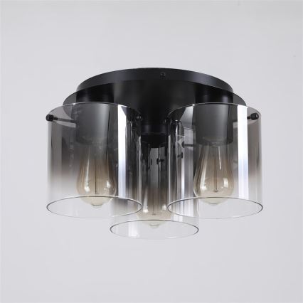 Searchlight - Lubinis šviestuvas SWEDEN 3xE27/60W/230V skersmuo 39 cm juodas/dūminis