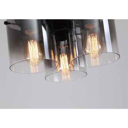 Searchlight - Lubinis šviestuvas SWEDEN 3xE27/60W/230V skersmuo 39 cm juodas/dūminis