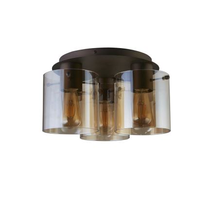 Searchlight - Lubinis šviestuvas SWEDEN 3xE27/60W/230V Ø 39 cm rudas/dūminis