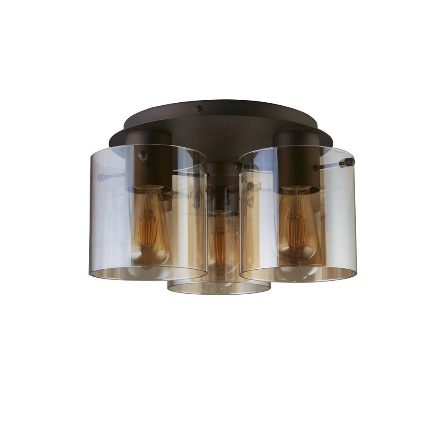 Searchlight - Lubinis šviestuvas SWEDEN 3xE27/60W/230V Ø 39 cm rudas/dūminis