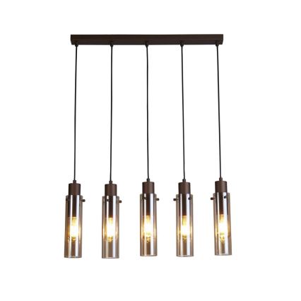 Searchlight - Pakabinamas šviestuvas ant laido SWEDEN 5xE27/60W/230V rudas/dūminis