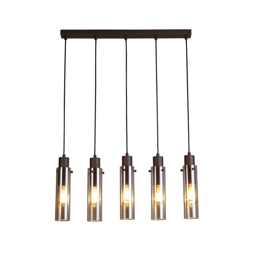 Searchlight - Pakabinamas šviestuvas ant laido SWEDEN 5xE27/60W/230V rudas/dūminis
